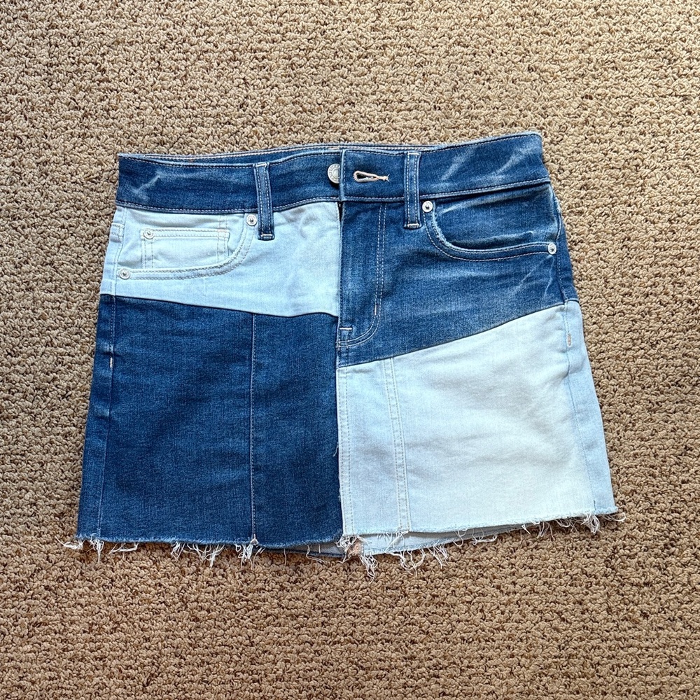 Ae Stretch High-Waisted Patchwork Denim Mini Skirt - image 2